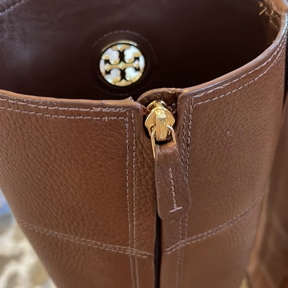 Tory Burch “Junction” Brown Leather Riding Boots – Size 7, Box Included